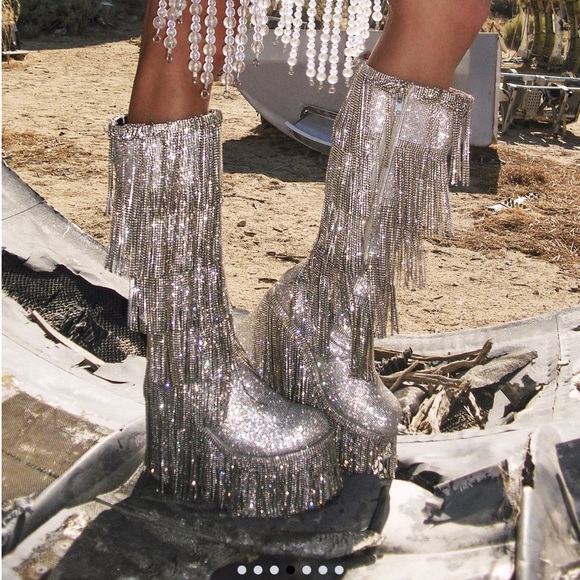 Dolls Kill Shoes - Sparked emotions rhinestone knee high boots like new